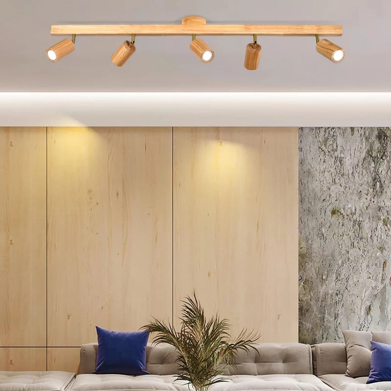 Plafondspot Rail Hout 2-5 Spots Verstelbaar Warm Licht Keuken Woonkamer Industrieel Design Spotlights | Sansoti