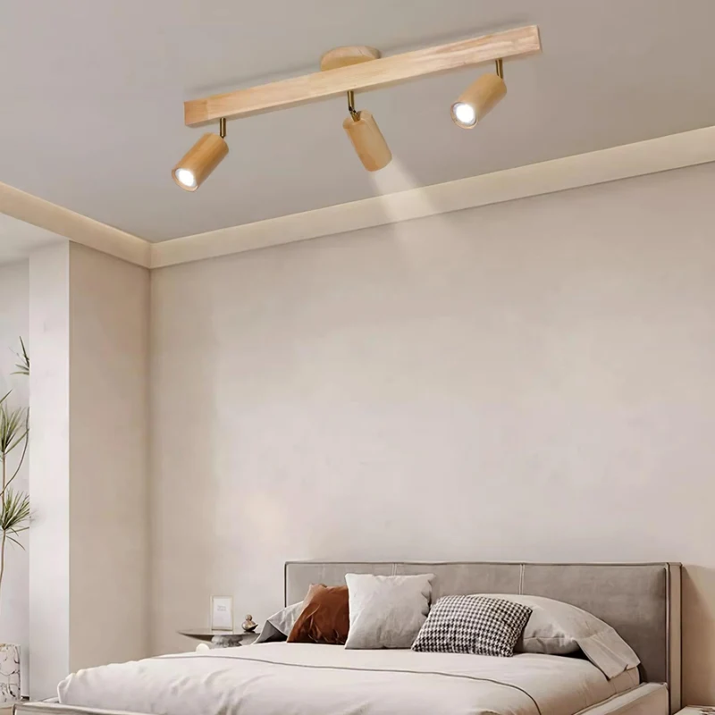 Plafondspot Rail Hout 2-5 Spots Verstelbaar Warm Licht Keuken Woonkamer Industrieel Design Spotlights | Sansoti