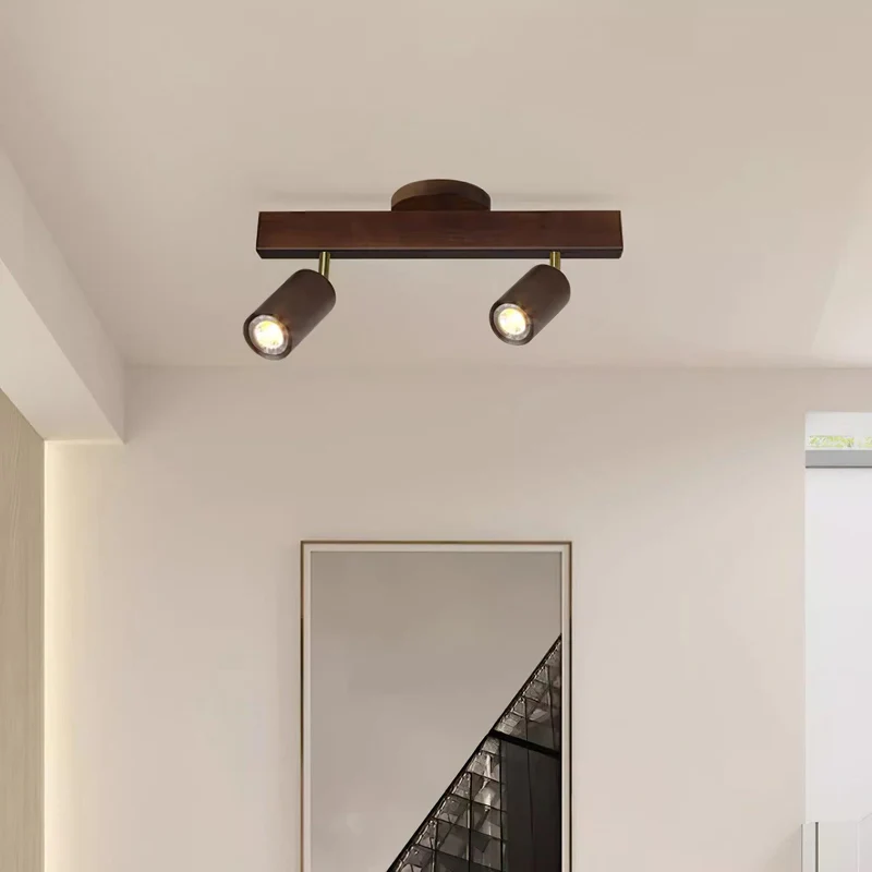 Plafondspot Rail Hout 2-5 Spots Verstelbaar Warm Licht Keuken Woonkamer Industrieel Design Spotlights | Sansoti