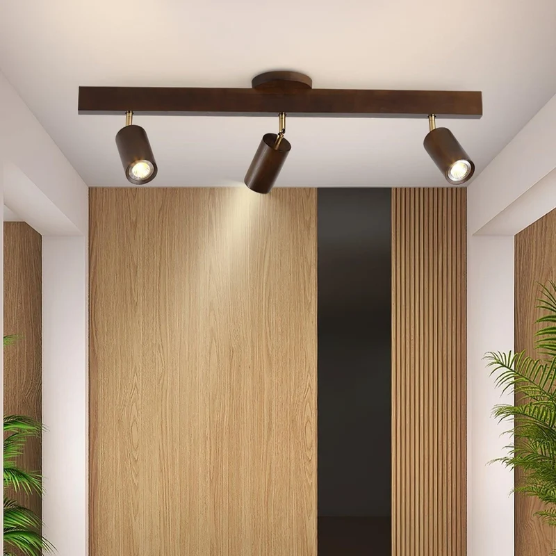 Plafondspot Rail Hout 2-5 Spots Verstelbaar Warm Licht Keuken Woonkamer Industrieel Design Spotlights | Sansoti