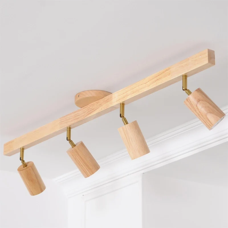 Plafondspot Rail Hout 2-5 Spots Verstelbaar Warm Licht Keuken Woonkamer Industrieel Design Spotlights | Sansoti