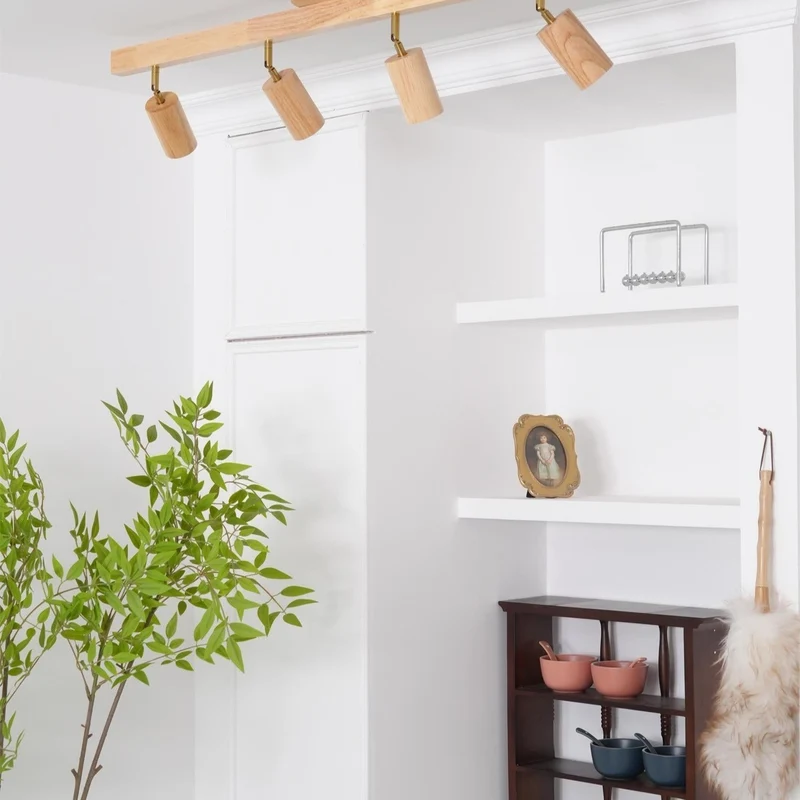 Plafondspot Rail Hout 2-5 Spots Verstelbaar Warm Licht Keuken Woonkamer Industrieel Design Spotlights | Sansoti