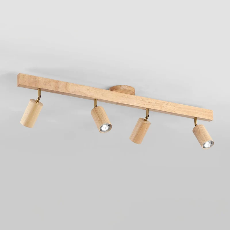 Plafondspot Rail Hout 2-5 Spots Verstelbaar Warm Licht Keuken Woonkamer Industrieel Design Spotlights | Sansoti