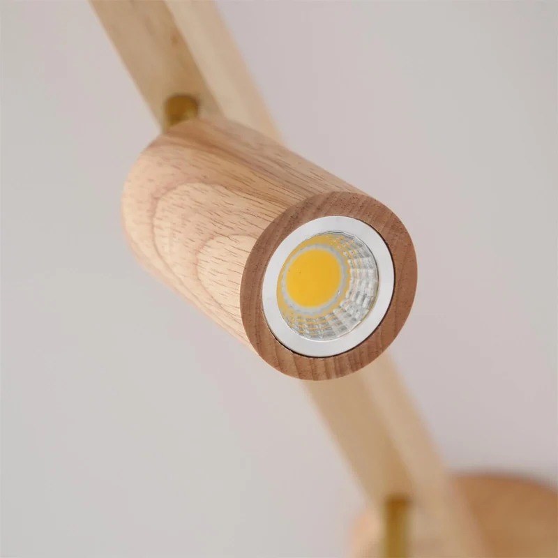 Plafondspot Rail Hout 2-5 Spots Verstelbaar Warm Licht Keuken Woonkamer Industrieel Design Spotlights | Sansoti