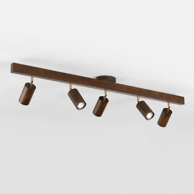 Plafondspot Rail Hout 2-5 Spots Verstelbaar Warm Licht Keuken Woonkamer Industrieel Design Spotlights | Sansoti