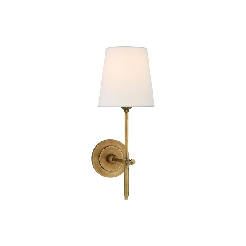 Wandlamp Messing met Stoffen Kap Minimalistisch Design 1 of 2 Lichtpunten voor Woonkamer Slaapkamer Interieur | Sansoti