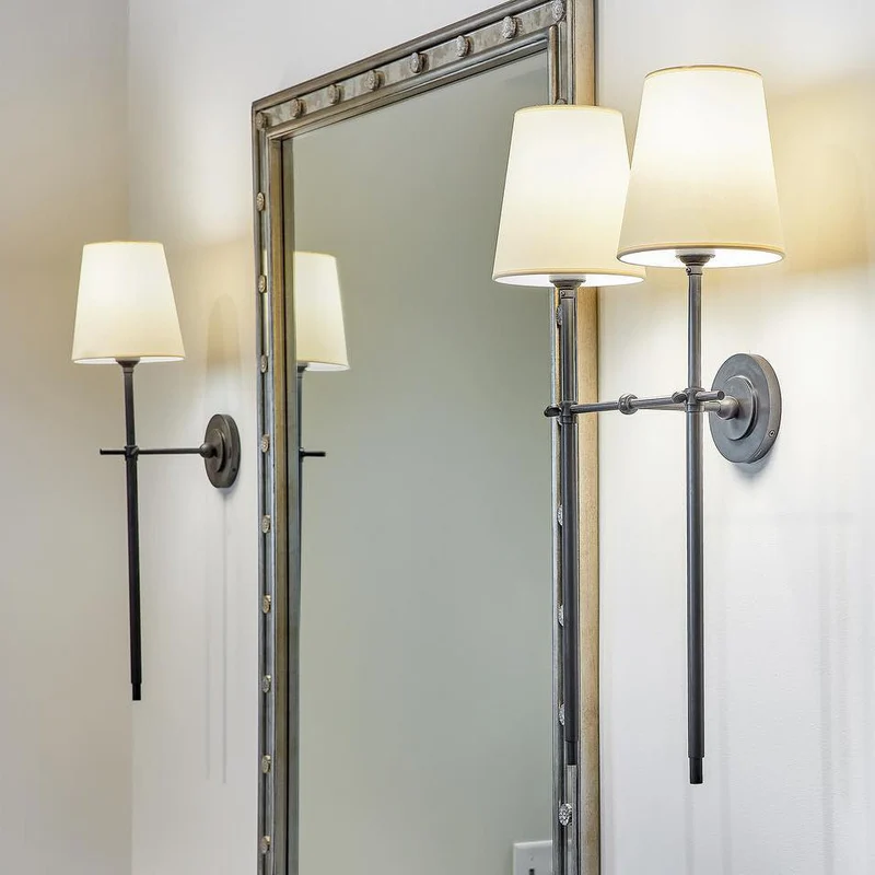 Wandlamp Messing met Stoffen Kap Minimalistisch Design 1 of 2 Lichtpunten voor Woonkamer Slaapkamer Interieur | Sansoti