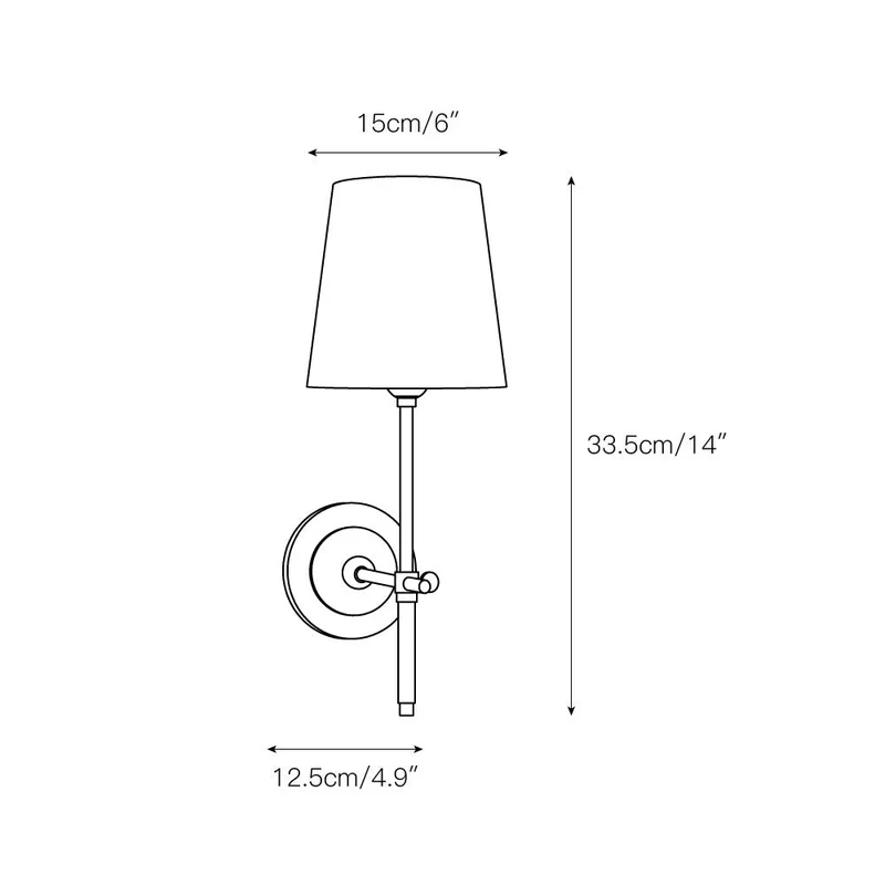 Wandlamp Messing met Stoffen Kap Minimalistisch Design 1 of 2 Lichtpunten voor Woonkamer Slaapkamer Interieur | Sansoti
