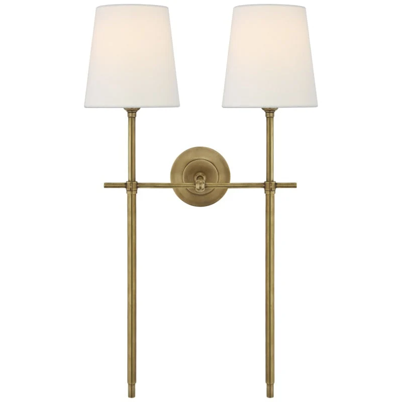 Wandlamp Messing met Stoffen Kap Minimalistisch Design 1 of 2 Lichtpunten voor Woonkamer Slaapkamer Interieur | Sansoti