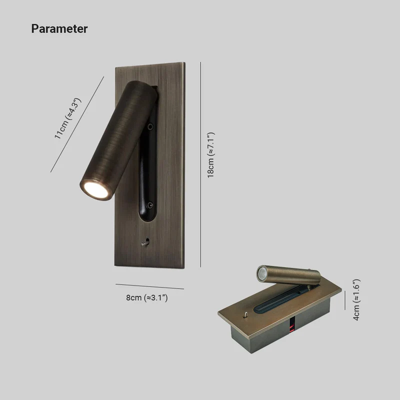 Industriële wandlamp aluminium LED 3000K-6000K met schakelaar interieur wandverlichting minimalistisch design | Sansoti