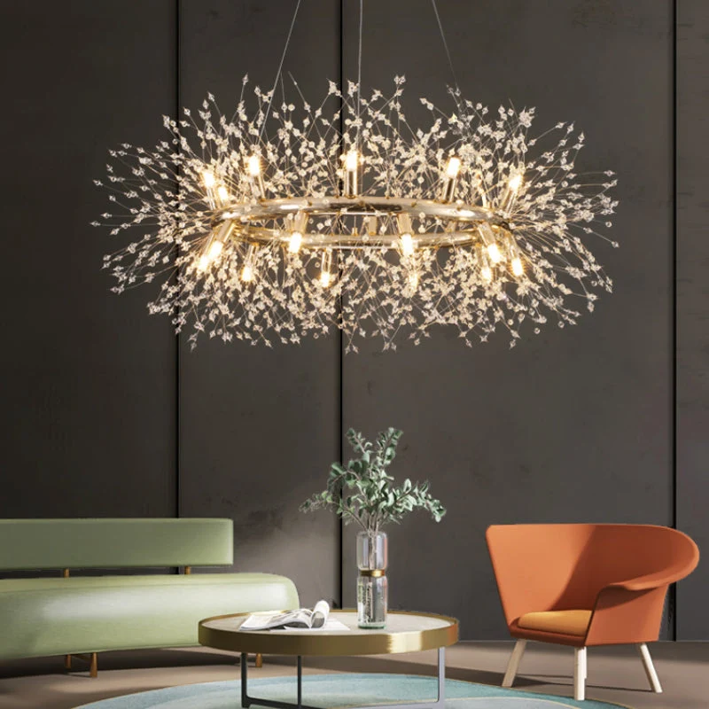Hanglamp Kristal Metaal Goudkleurig Modern Design LED E27 Woonkamer Eetkamer Sfeervol Sfeerverlichting | Sansoti