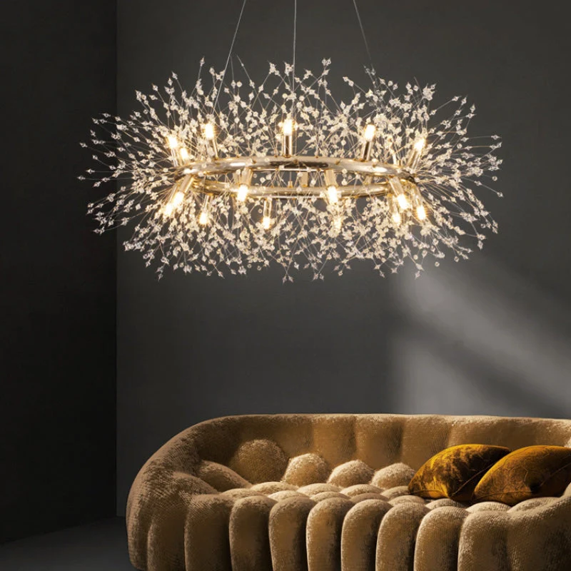 Hanglamp Kristal Metaal Goudkleurig Modern Design LED E27 Woonkamer Eetkamer Sfeervol Sfeerverlichting | Sansoti