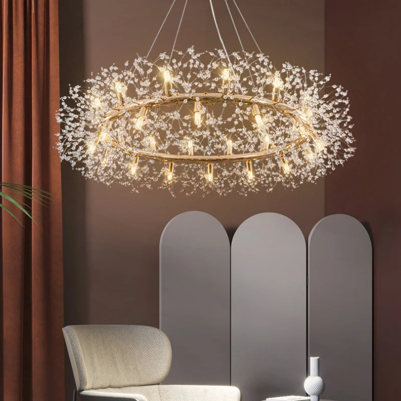 Hanglamp Kristal Metaal Goudkleurig Modern Design LED E27 Woonkamer Eetkamer Sfeervol Sfeerverlichting | Sansoti