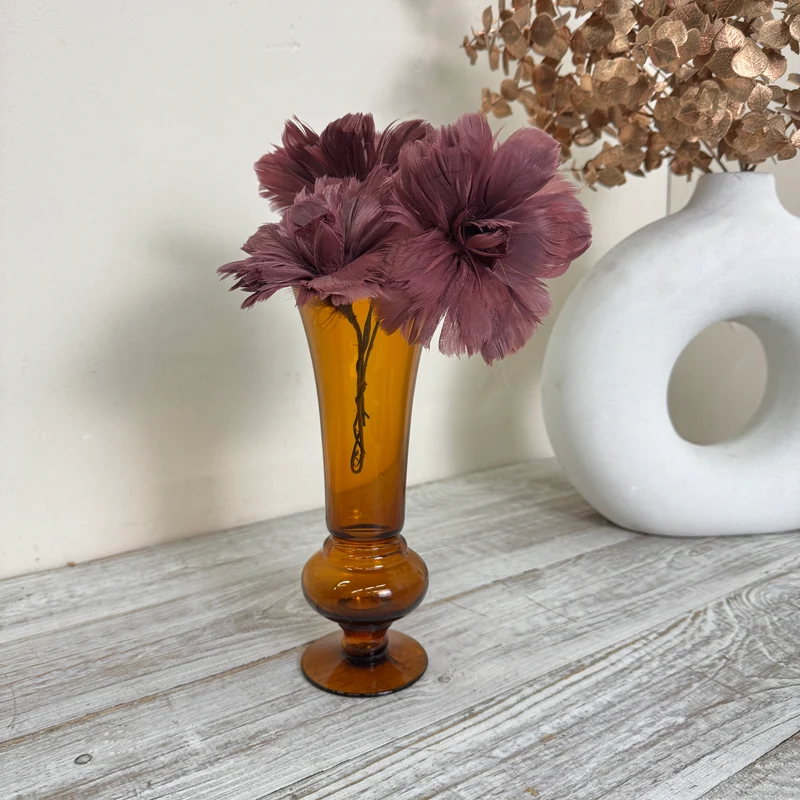 Vintage Balustervase Glasvase Bernstein Bernsteinglas Braun Vase Gebraucht