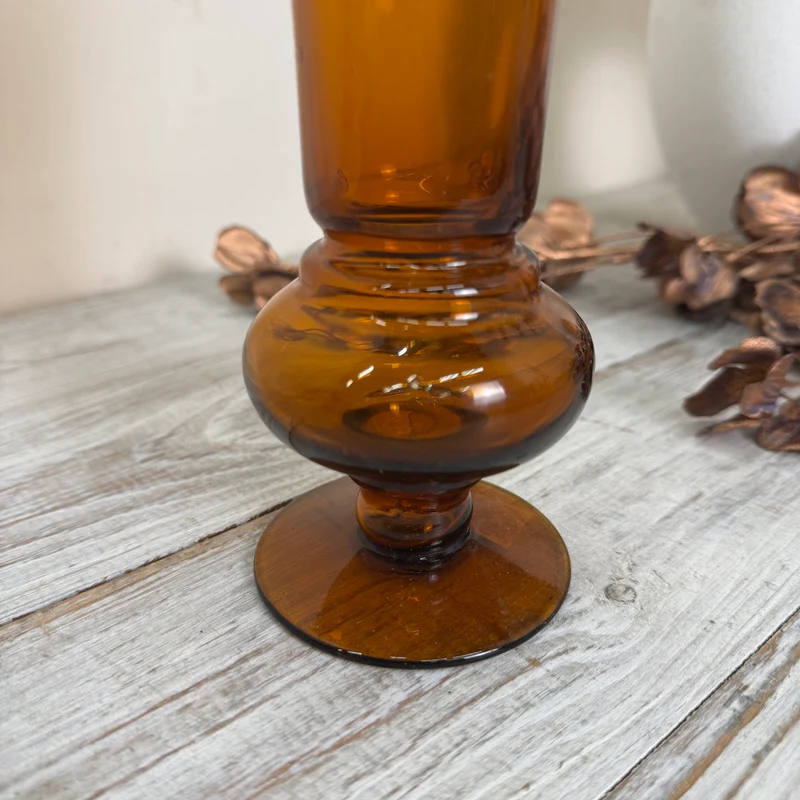 Vintage Balustervase Glasvase Bernstein Bernsteinglas Braun Vase Gebraucht