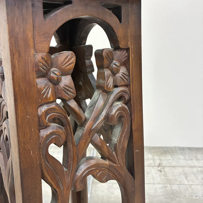 Vintage Telefontisch Pflanzensäule Hoch Holz Schnitzerei Antik Tisch Gebraucht
