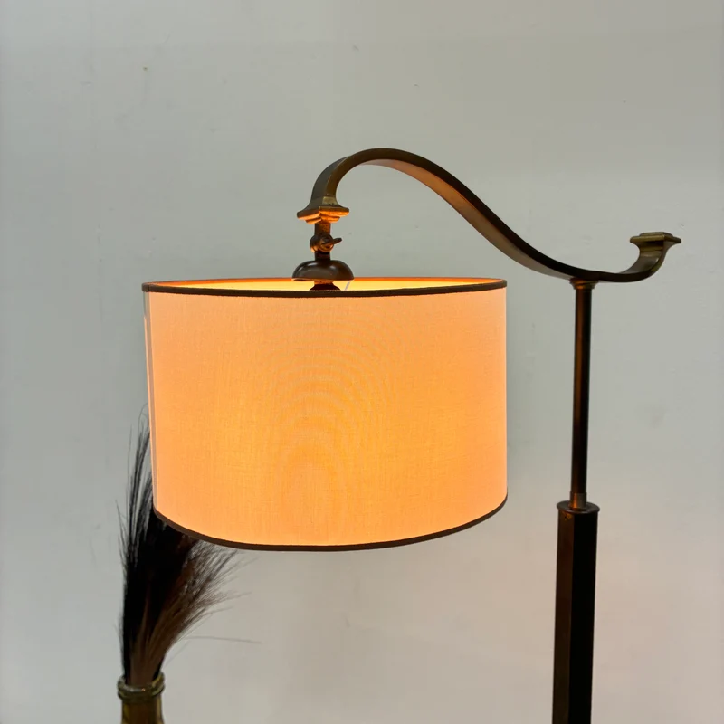 Stehlampe Stehleuchte Stoffschirm Schwanenhals Messing Antik Lampe Gebraucht