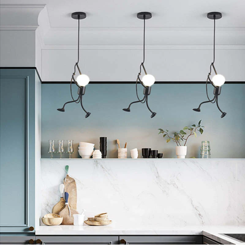 Metalen Hanglamp Figuurvorm LED E27 Zwart Wit Modern Design Woonkamer Eetkamer Slaapkamer Interieur Verlichting | Sansoti