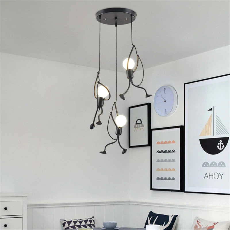 Metalen Hanglamp Figuurvorm LED E27 Zwart Wit Modern Design Woonkamer Eetkamer Slaapkamer Interieur Verlichting | Sansoti