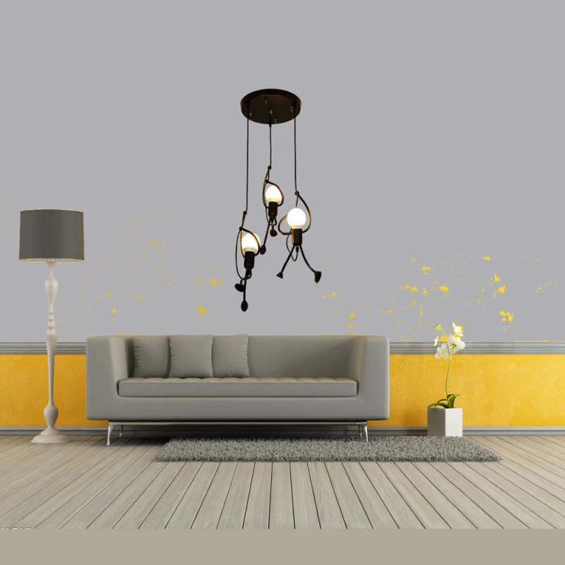 Metalen Hanglamp Figuurvorm LED E27 Zwart Wit Modern Design Woonkamer Eetkamer Slaapkamer Interieur Verlichting | Sansoti
