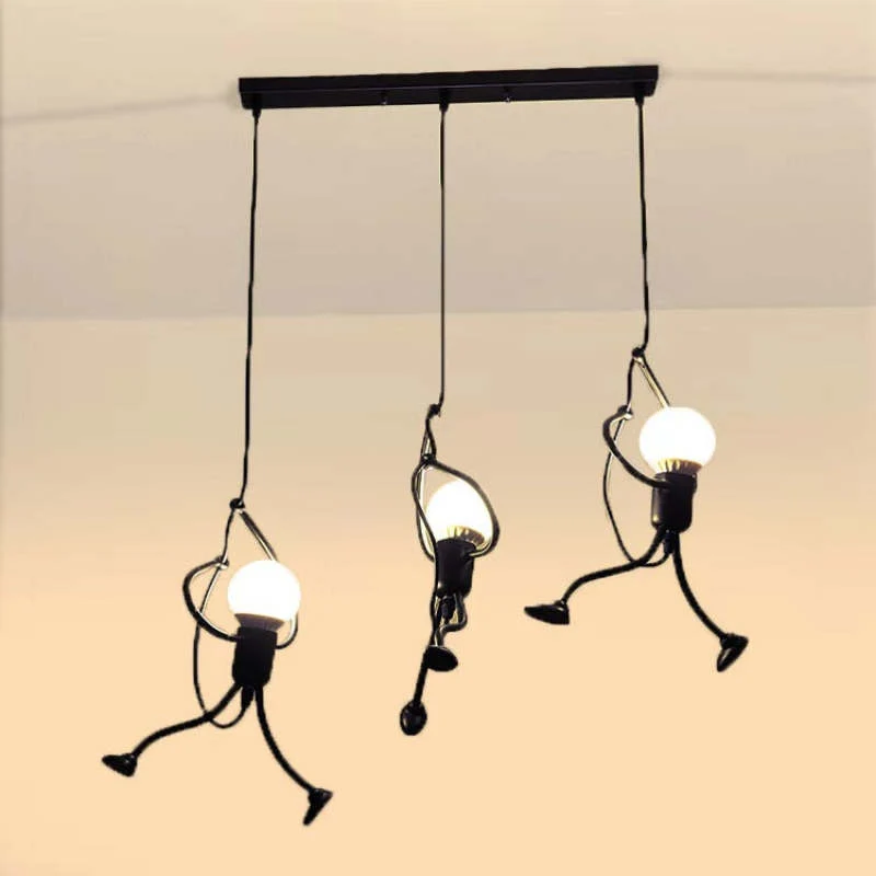 Metalen Hanglamp Figuurvorm LED E27 Zwart Wit Modern Design Woonkamer Eetkamer Slaapkamer Interieur Verlichting | Sansoti