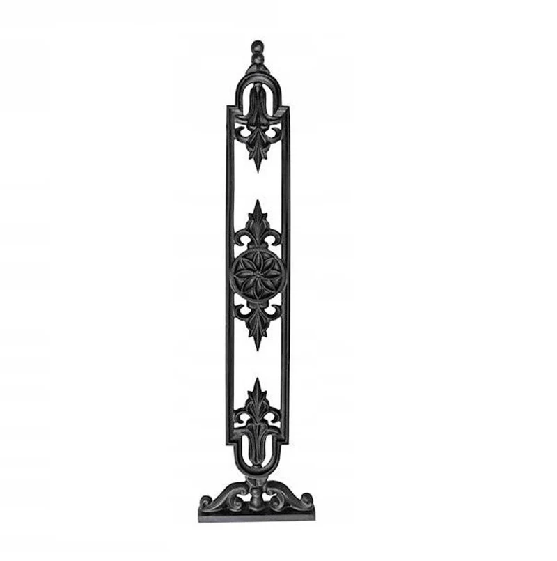 Casa Padrino Gusseisen Geländerstab Schwarz 25 x H. 83 cm - Prunkvoller Treppen Zierstab mit Ornament - Balkon & Treppen Geländer