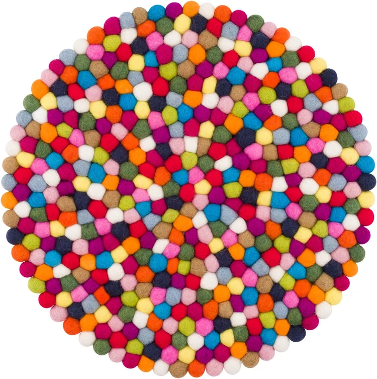 Filzkugel Sitzauflage Lotte Rund|Multi-Bunt|von myfelt|Ø36cm