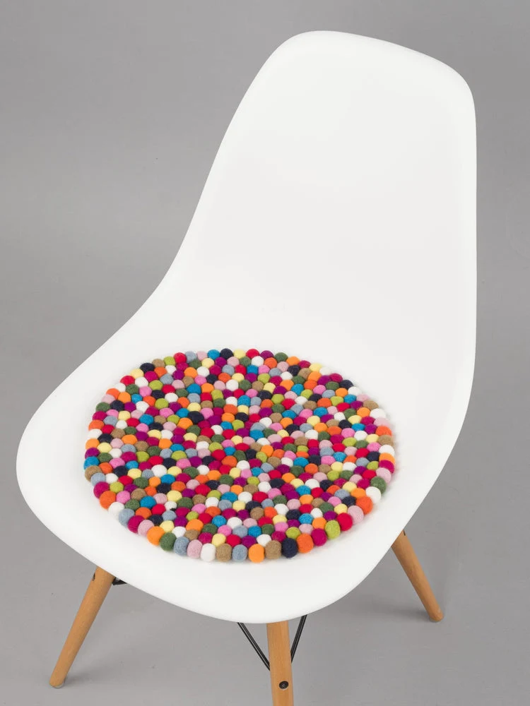 Filzkugel Sitzauflage Lotte Rund|Multi-Bunt|von myfelt|Ø36cm