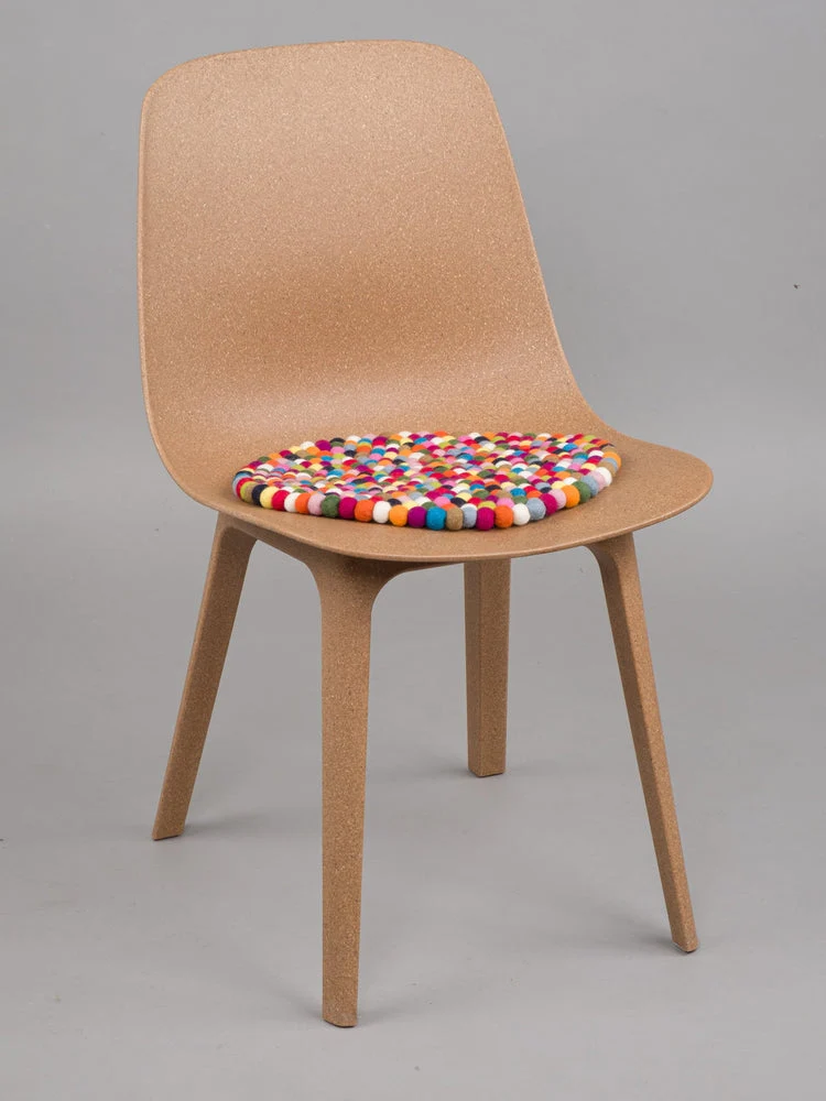 Filzkugel Sitzauflage Lotte Rund|Multi-Bunt|von myfelt|Ø36cm
