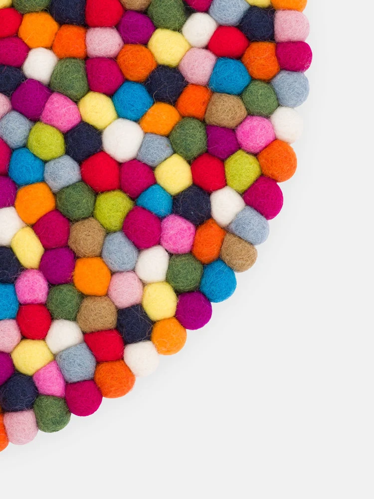 Filzkugel Sitzauflage Lotte Rund|Multi-Bunt|von myfelt|Ø36cm