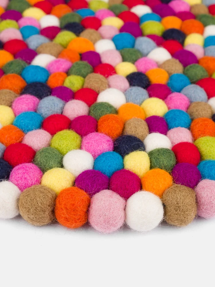 Filzkugel Sitzauflage Lotte Rund|Multi-Bunt|von myfelt|Ø36cm