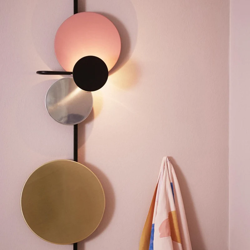 Moderne Cirkel Wandlamp LED Metaal Roze Blauw Groen Rood voor Woonkamer Slaapkamer Eetkamer Studeerkamer | Sansoti
