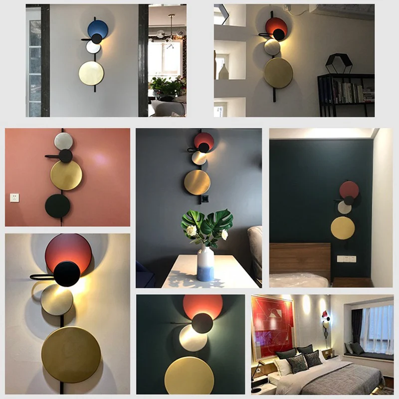 Moderne Cirkel Wandlamp LED Metaal Roze Blauw Groen Rood voor Woonkamer Slaapkamer Eetkamer Studeerkamer | Sansoti