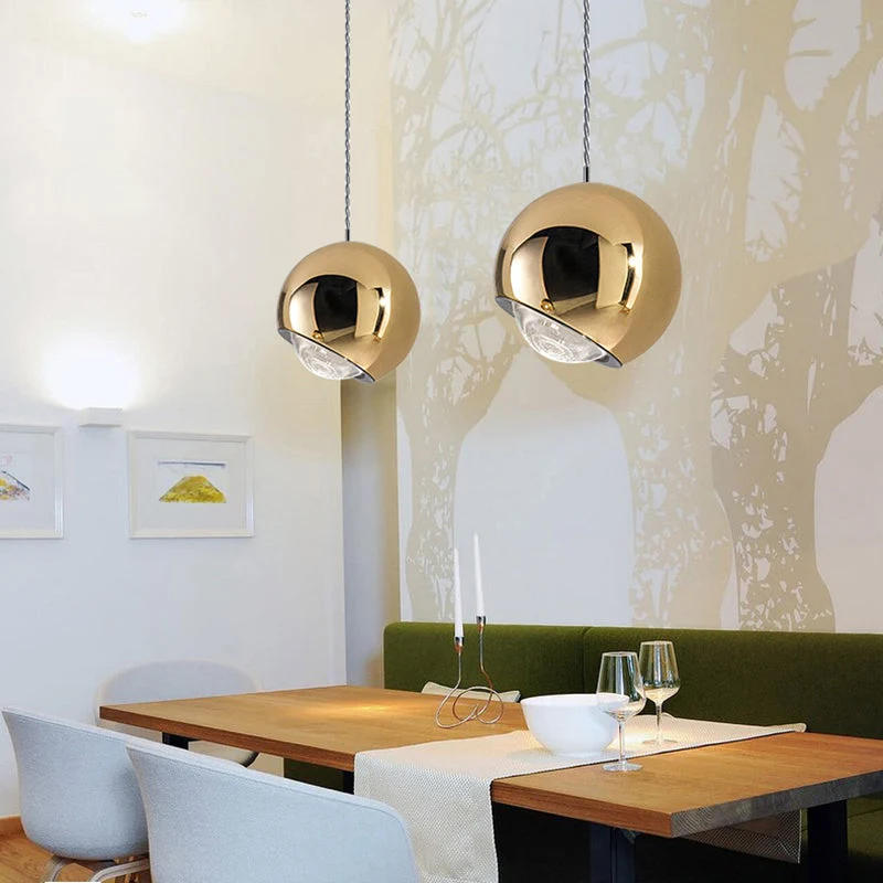 Bolvormige Hanglamp Goud Zilver Metaal Acryl Eetkamer Woonkamer Slaapkamer Modern Design Plafondverlichting | Sansoti