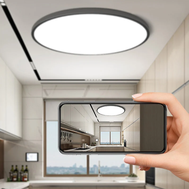 Ronde LED Plafondlamp Ultradun Design Wit Zwart voor Badkamer Entree Studeerkamer Energiezuinig Modern Verlichting | Sansoti