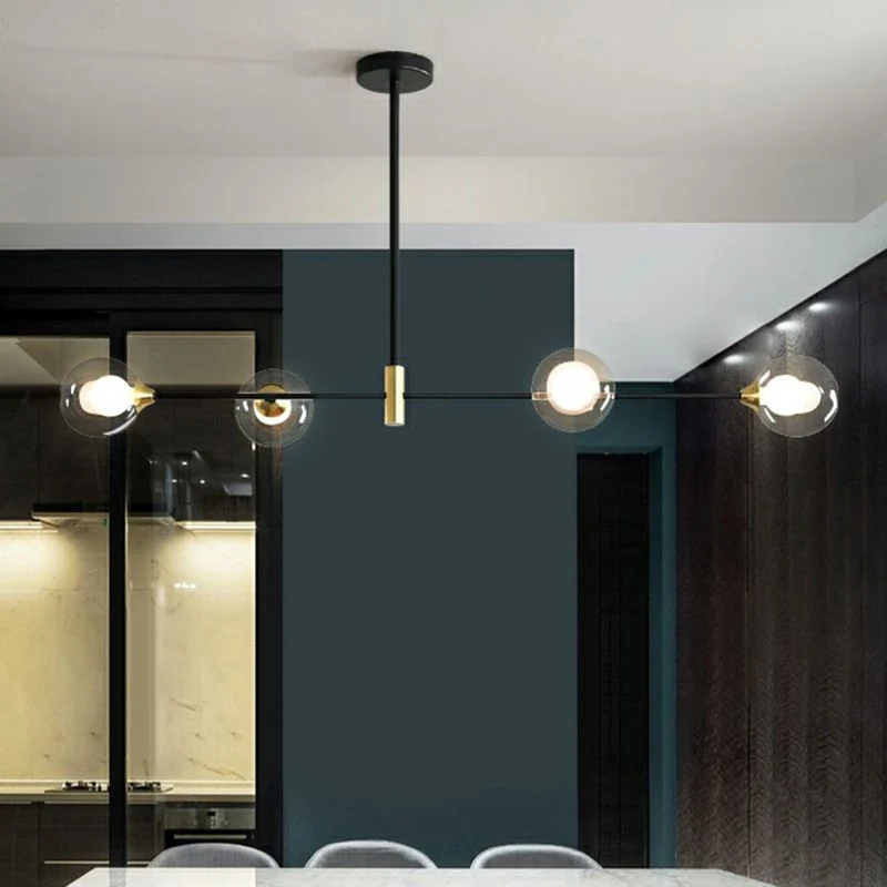 Hanglamp Bollenvorm Zwart Metaal Glas Verstelbaar Eetkamer Woonkamer Slaapkamer Scandinavisch Design | Sansoti