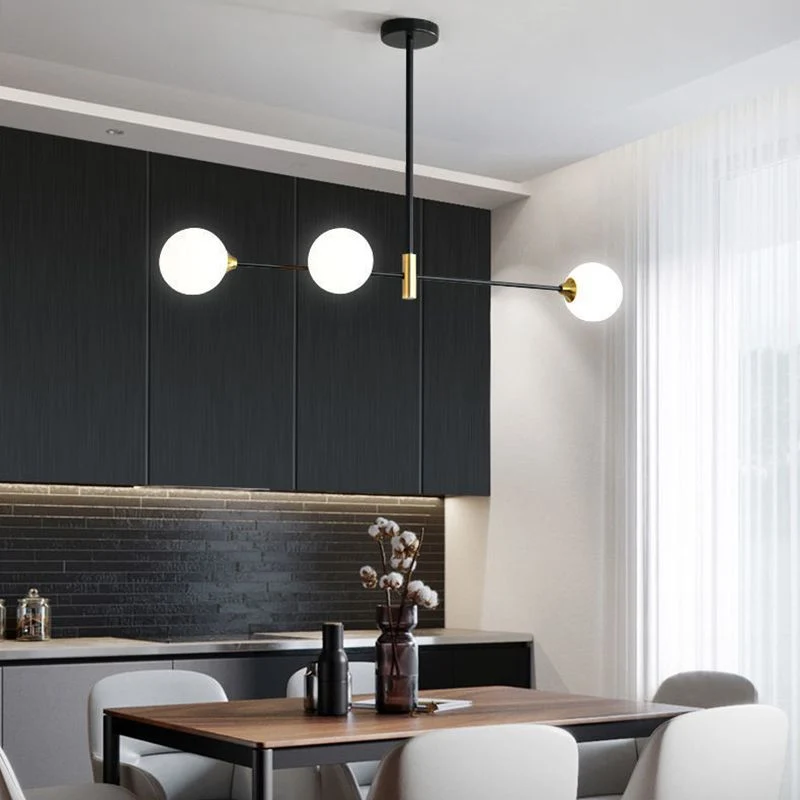 Hanglamp Bollenvorm Zwart Metaal Glas Verstelbaar Eetkamer Woonkamer Slaapkamer Scandinavisch Design | Sansoti
