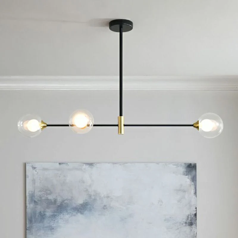 Hanglamp Bollenvorm Zwart Metaal Glas Verstelbaar Eetkamer Woonkamer Slaapkamer Scandinavisch Design | Sansoti
