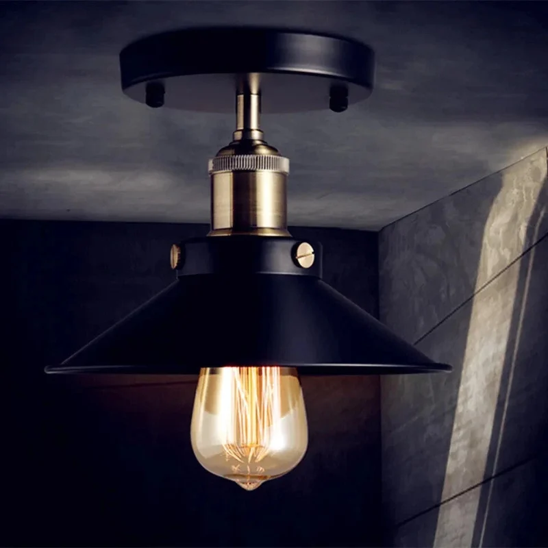 Vintage Deckenlampe Industrial Look Schwarz Gold E27 ~3734
