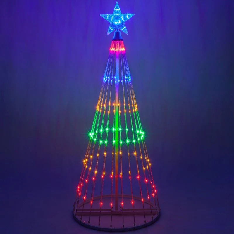LED Lichtgordijn Kerstboom 150 Leds Multicolor 2m 12 Lichtmodi Waterdicht IP44 Outdoor Tuin Feestverlichting | Sansoti