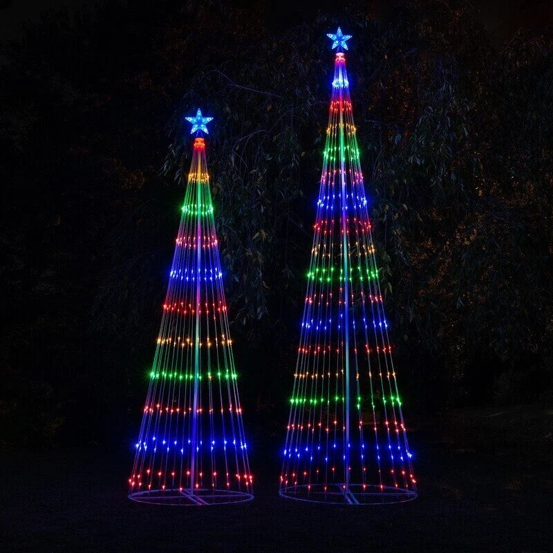 LED Lichtgordijn Kerstboom 150 Leds Multicolor 2m 12 Lichtmodi Waterdicht IP44 Outdoor Tuin Feestverlichting | Sansoti