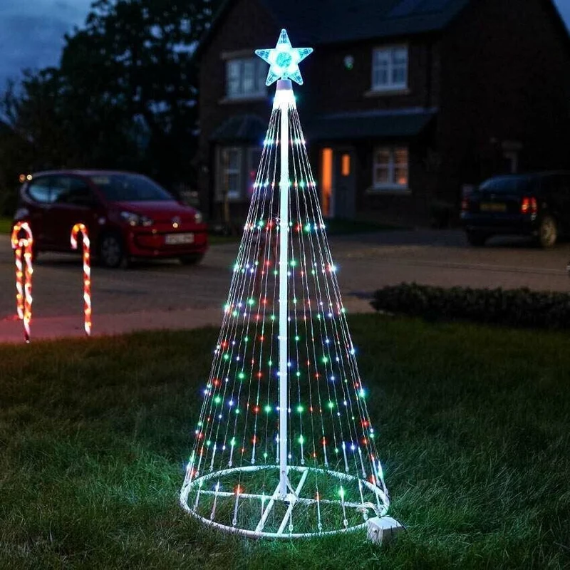 LED Lichtgordijn Kerstboom 150 Leds Multicolor 2m 12 Lichtmodi Waterdicht IP44 Outdoor Tuin Feestverlichting | Sansoti