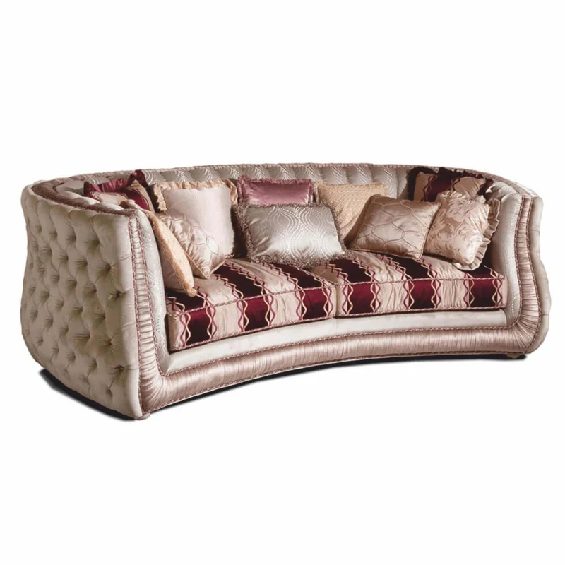 Casa Padrino Luxus Barock 2er Sofa Creme / Gold / Bordeauxrot 220 cm - Barock Hotel & Wohnzimmer Möbel - Made in Italy
