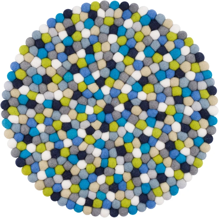 Filzkugel Sitzauflage Fritz Rund|Multi-Blau|von myfelt|Ø36cm