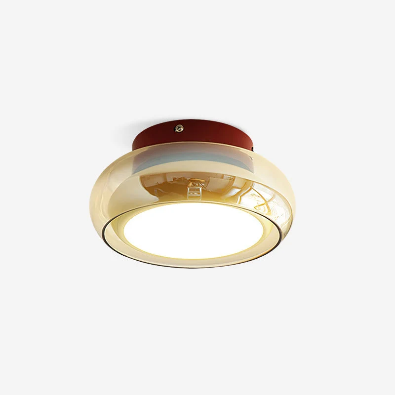 Plafondlamp Retro Glas Cognac Kersen Opbouw Verlichting Slaapkamer Woonkamer Stijlvol Sfeervol Interieur | Sansoti