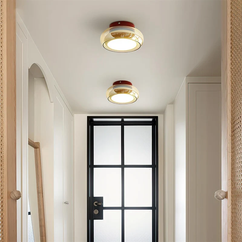 Plafondlamp Retro Glas Cognac Kersen Opbouw Verlichting Slaapkamer Woonkamer Stijlvol Sfeervol Interieur | Sansoti