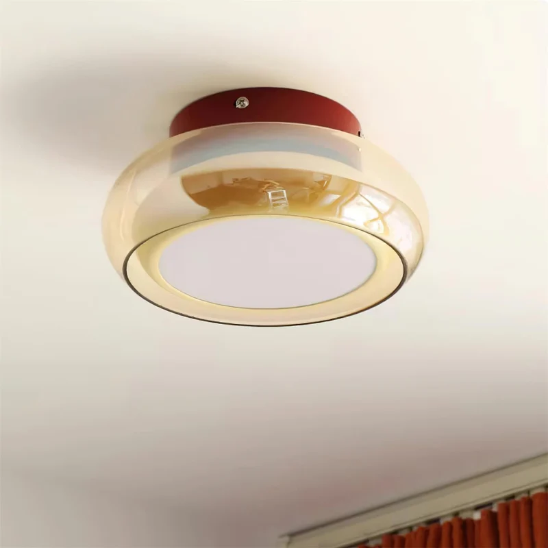 Plafondlamp Retro Glas Cognac Kersen Opbouw Verlichting Slaapkamer Woonkamer Stijlvol Sfeervol Interieur | Sansoti