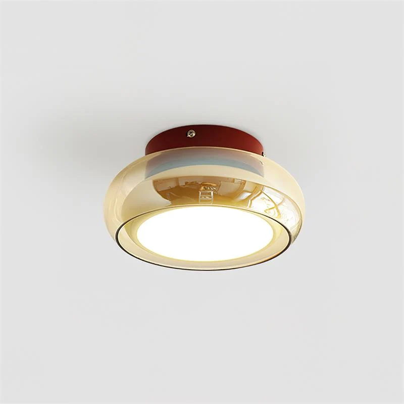Plafondlamp Retro Glas Cognac Kersen Opbouw Verlichting Slaapkamer Woonkamer Stijlvol Sfeervol Interieur | Sansoti