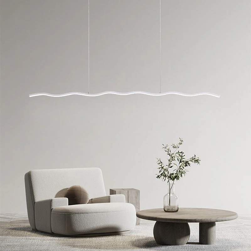 Lineaire LED Hanglamp Golf Metaal Zwart Wit Modern Dimbaar 80-120cm Woonkamer Eetkamer Slaapkamer Verlichting | Sansoti