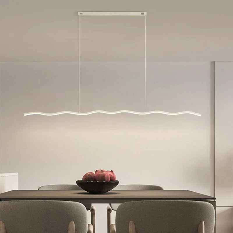 Lineaire LED Hanglamp Golf Metaal Zwart Wit Modern Dimbaar 80-120cm Woonkamer Eetkamer Slaapkamer Verlichting | Sansoti